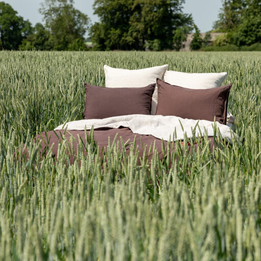 Housse de couette en lin lavé Châtaigne Bicolore
