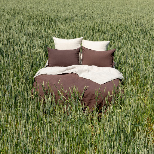 Housse de couette en lin lavé Châtaigne Bicolore