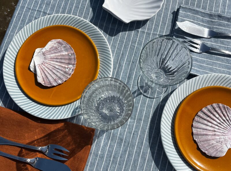 Nappe en Lin Lavé Rayure Ardoise