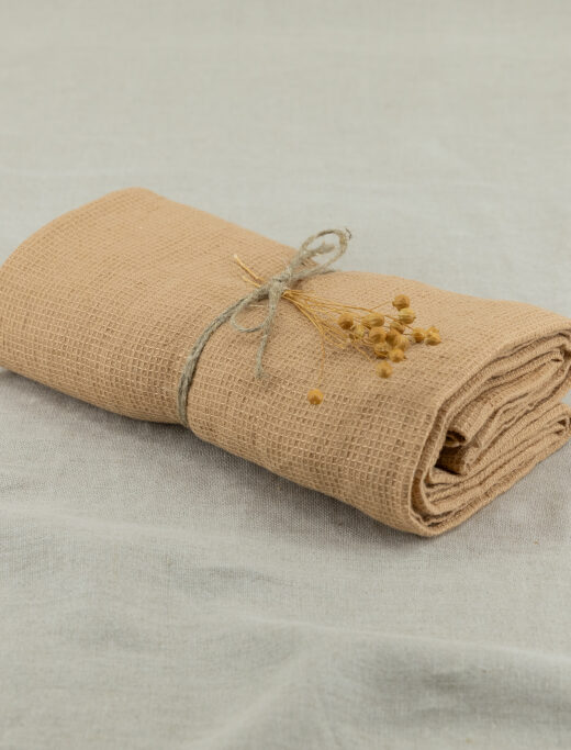 Serviette Nid d'Abeille en Lin Lavé Miel
