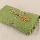 Serviette Nid d'Abeille en Lin Lavé Olive