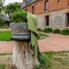 Serviette Nid d'Abeille en Lin Lavé Olive