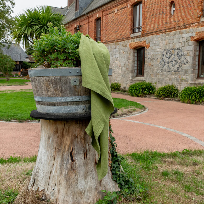 Serviette Nid d'Abeille en Lin Lavé Olive - Embrin