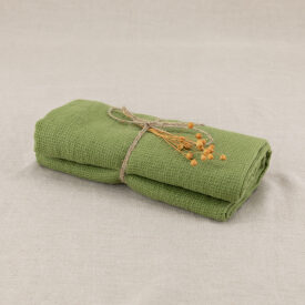 Serviette Nid d'Abeille en Lin Lavé Olive