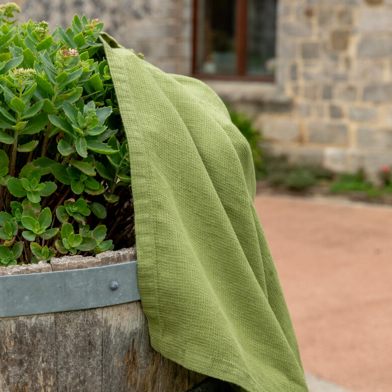 Serviette Nid d'Abeille en Lin Lavé Olive - Embrin