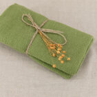 Serviette Nid d'Abeille en Lin Lavé Olive