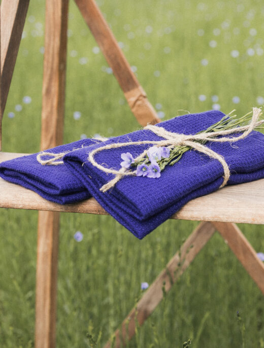 Serviette Nid d'Abeille en Lin Lavé Indigo