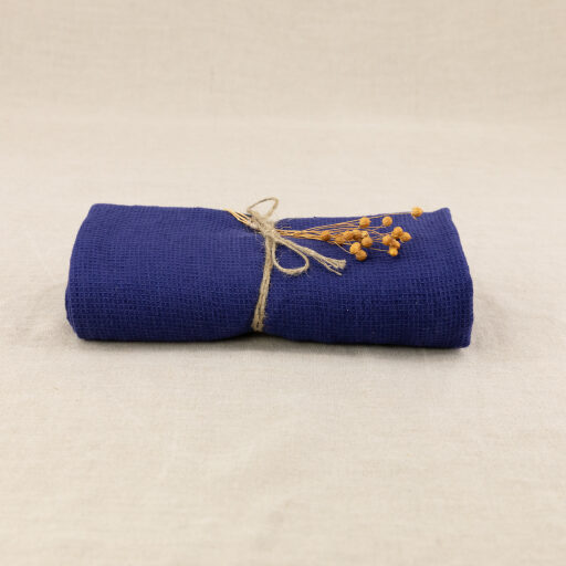 Serviette Nid d'Abeille en Lin Lavé Indigo