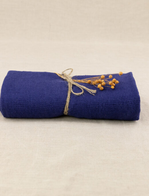 Serviette Nid d'Abeille en Lin Lavé Indigo