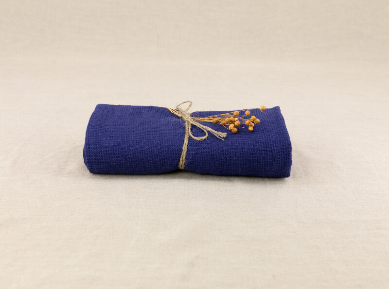 Serviette Nid d'Abeille en Lin Lavé Indigo