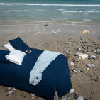 Drap Housse en Lin Lavé Bleu Nuit