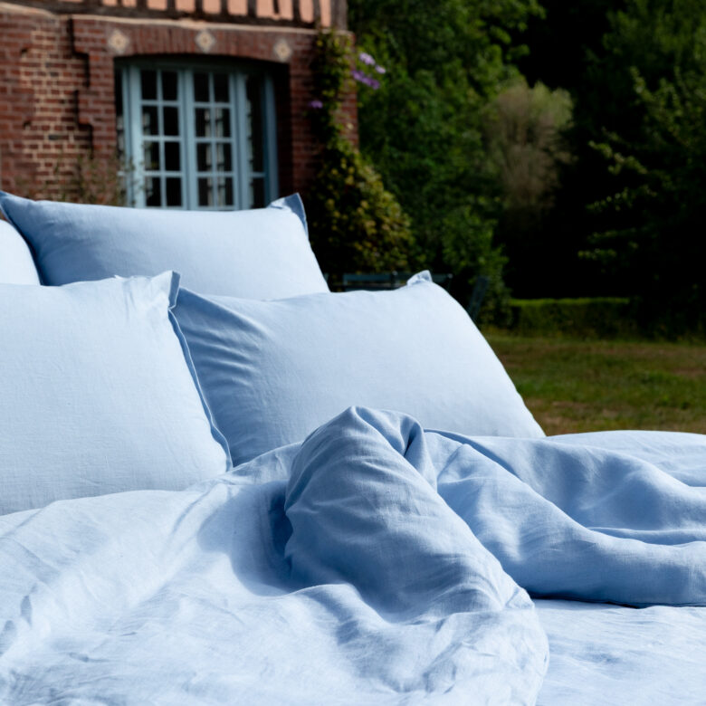 Housse de couette en lin lave Bleu Horizon - Embrin