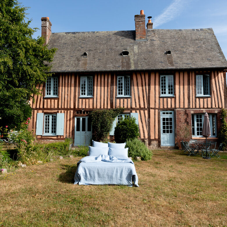 Housse de couette en lin lave Bleu Horizon - Embrin