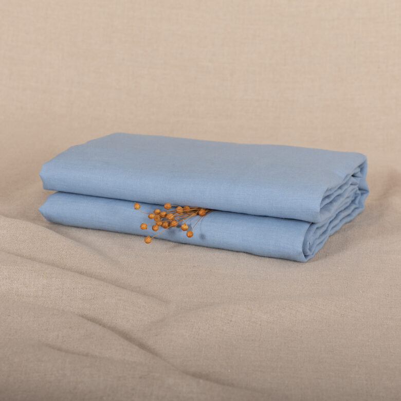 Drap Plat en Lin Lavé Bleu Horizon - Embrin