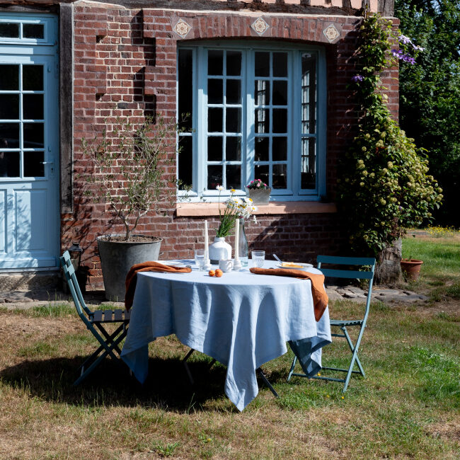 Nappe en lin lavé Bleu Horizon