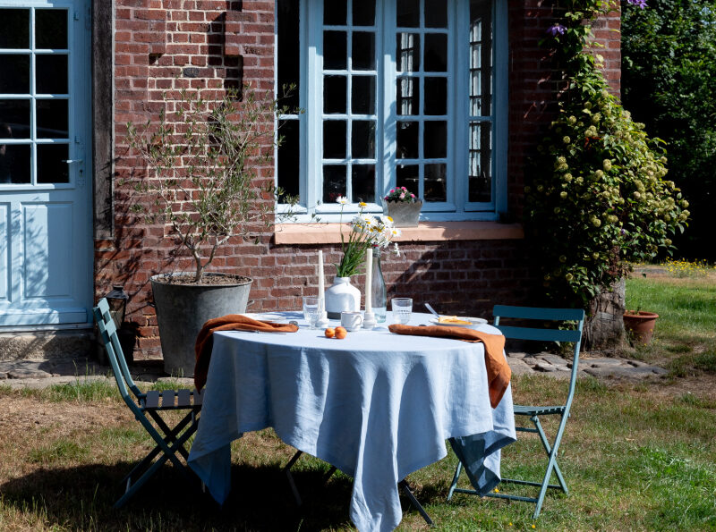 Nappe en lin lavé Bleu Horizon