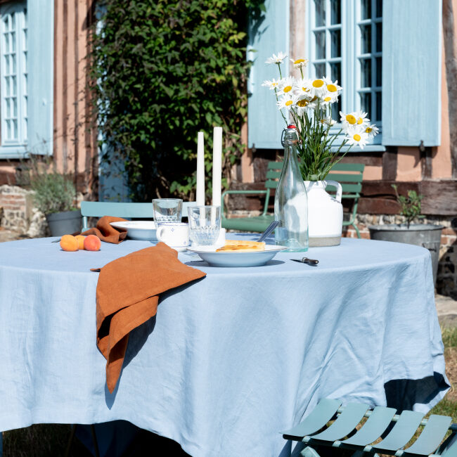 Nappe en lin lavé Bleu Horizon