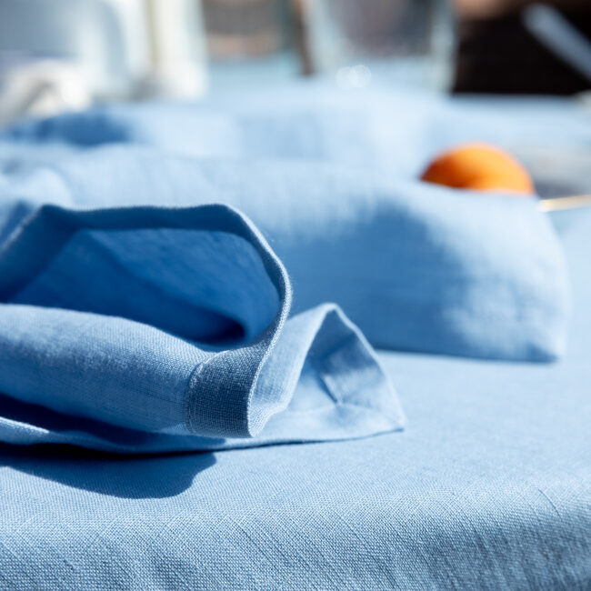 Serviettes de Table en lin Lavé Bleu Horizon (lot de 4)