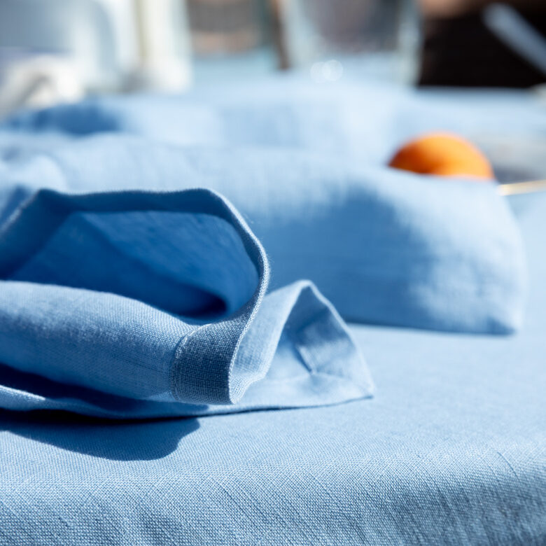 Serviettes de Table en lin Lavé Bleu Horizon (lot de 4) - Embrin