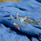 Drap Plat en Lin Lavé Bleu Azur