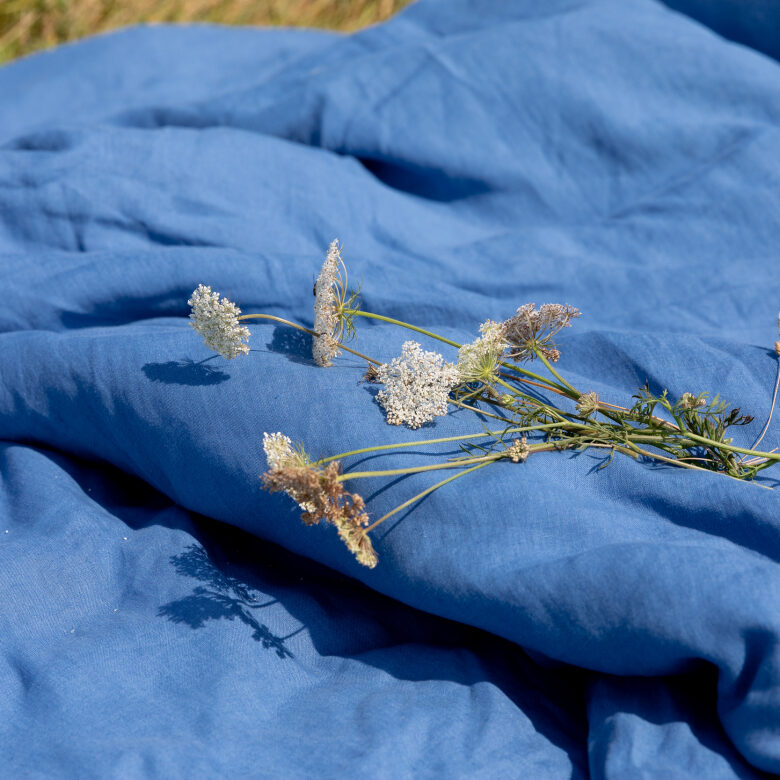 Drap Plat en Lin Lavé Bleu Azur - Embrin