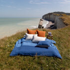 Drap Plat en Lin Lavé Bleu Azur