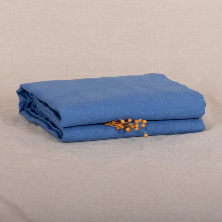 Drap Plat en Lin Lavé Bleu Azur - Embrin