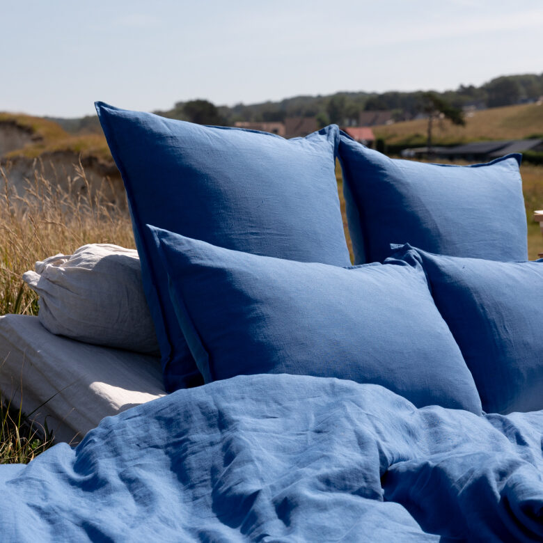 Drap Plat en Lin Lavé Bleu Azur - Embrin