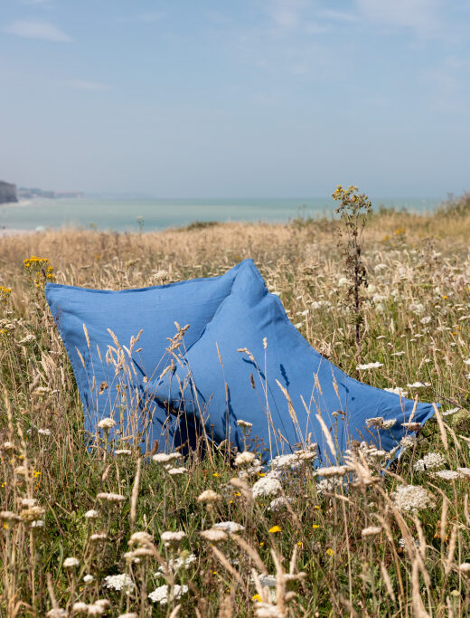 Washed Linen Pillowcase Azure Blue