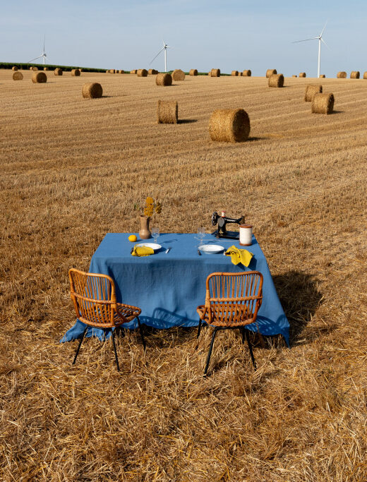 Nappe en lin lavé Bleu Azur