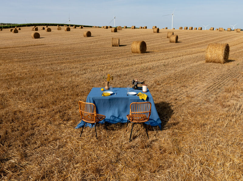 Nappe en lin lavé Bleu Azur