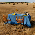 Nappe en lin lavé Bleu Azur