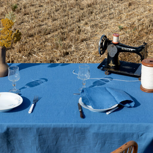 Serviettes de table en lin lavé Bleu Azur (lot de 4)