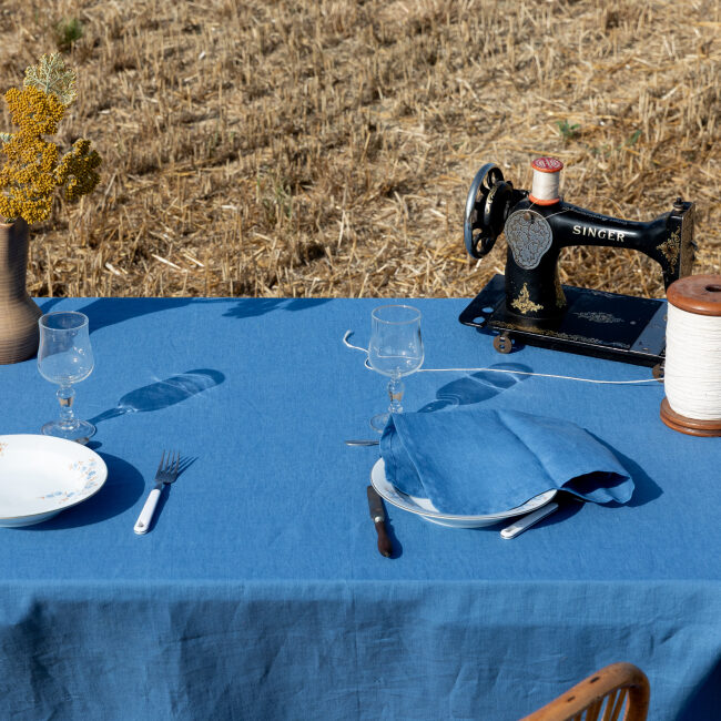 Serviettes de table en lin lavé Bleu Azur (lot de 4)
