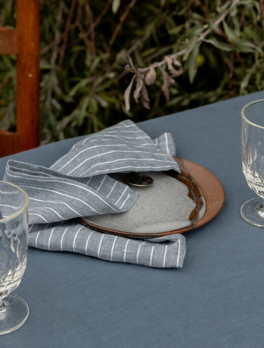 Washed linen napkins Slate Stripes (set of 4)