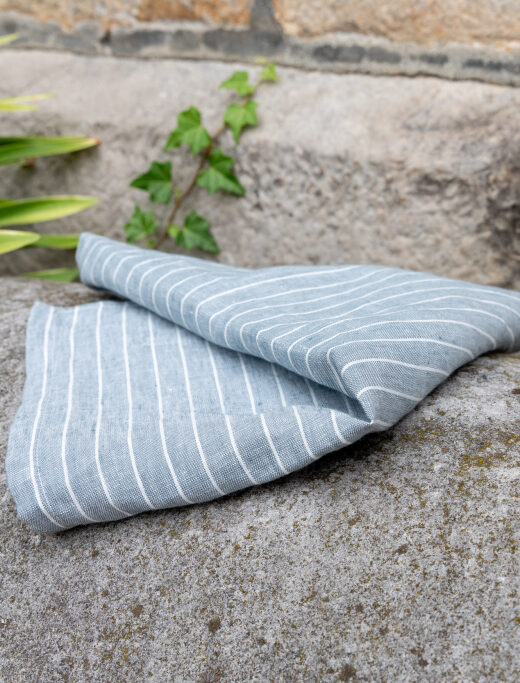 Serviettes de table en lin lavé Rayures Ardoise (lot de 4)