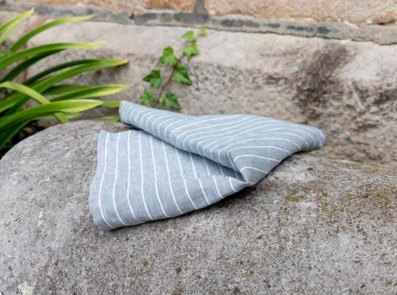 Serviettes de table en lin lavé Rayures Ardoise (lot de 4)