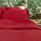 Washed linen duvet cover in Red Groseille