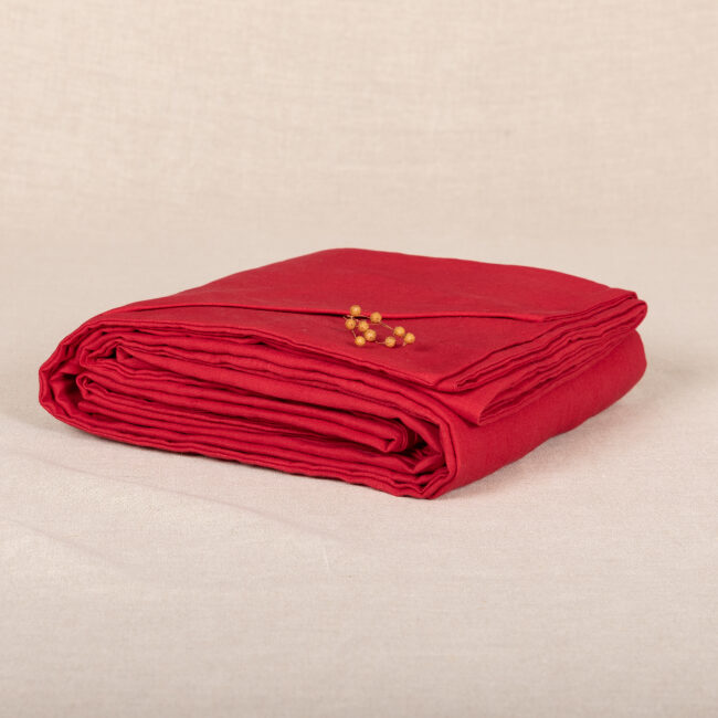 Housse de couette en lin lavé Rouge Groseille