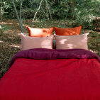 Washed linen duvet cover in Red Groseille