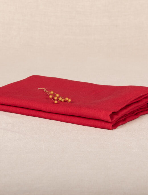 Redcurrant Red Washed Linen Fitted Sheet