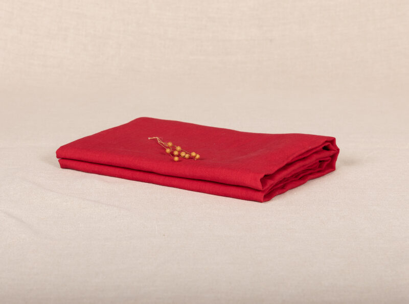 Redcurrant Red Washed Linen Fitted Sheet