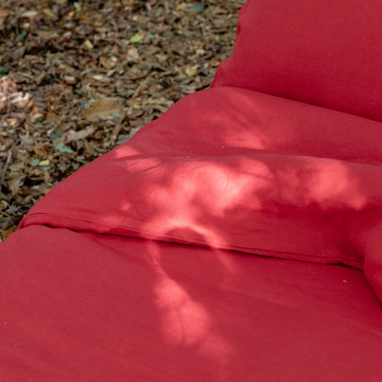Drap Housse en Lin Lavé Rouge Groseille - Embrin