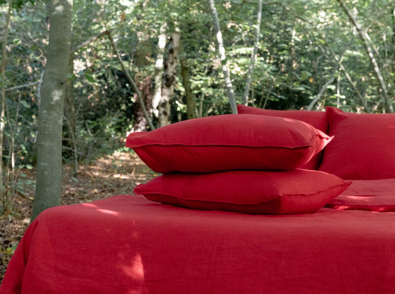 Washed Linen Pillowcase Redcurrant Red