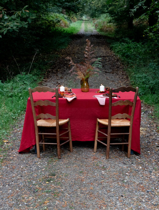Nappe en lin lavé Rouge Groseille