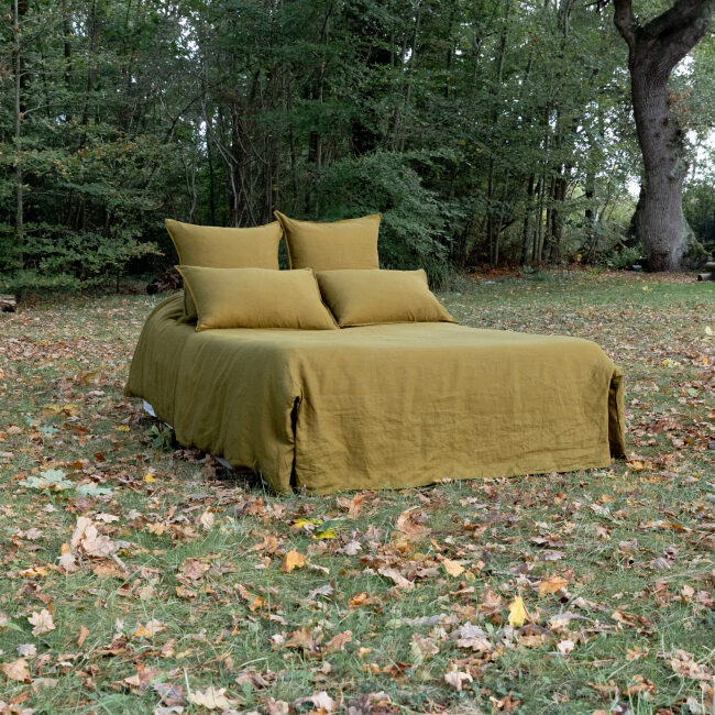 Washed linen duvet cover Bronze Green