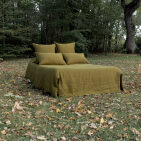 Fitted Sheet in Washed Linen Bronze Green