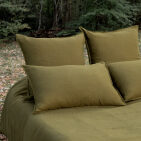 Flat sheet in washed linen Bronze Green