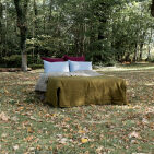 Flat sheet in washed linen Bronze Green