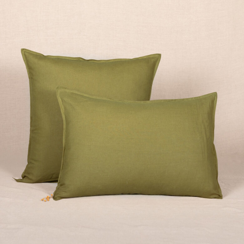 Washed Linen Pillowcase Bronze Green - Embrin